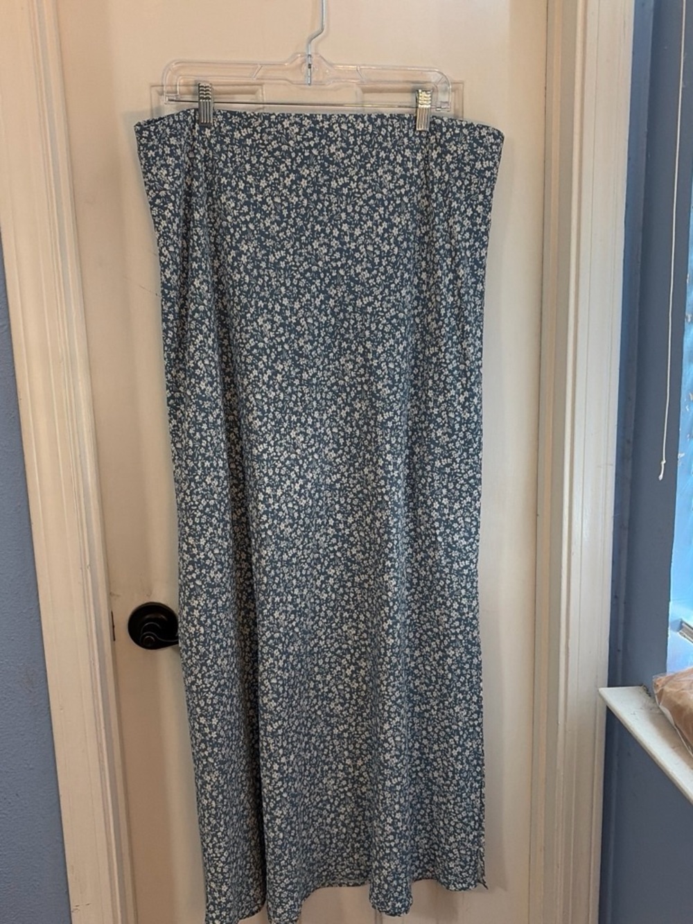 Blue Floral Maxi Skirt - Lightweight Women's Skirt